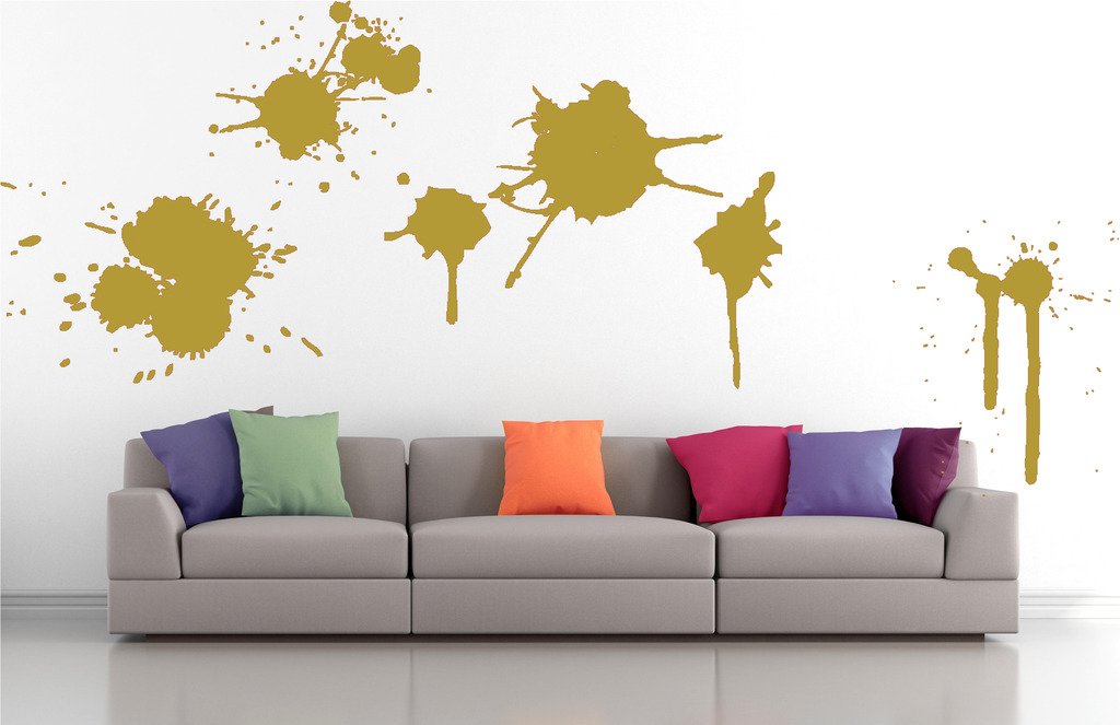 Picniva Paint Splash Mix Wall Decals, Gold, 10 in Height, DOTPR15A