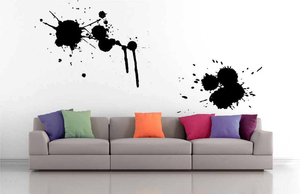 Picniva Splatters Drips Wall Decals, Black, 10 in Height, DOTPR04A