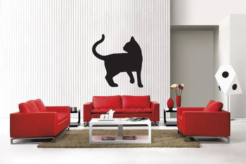 Picniva Matte Black Cat Style 26a Vinyl Wall Decal Feline Decor