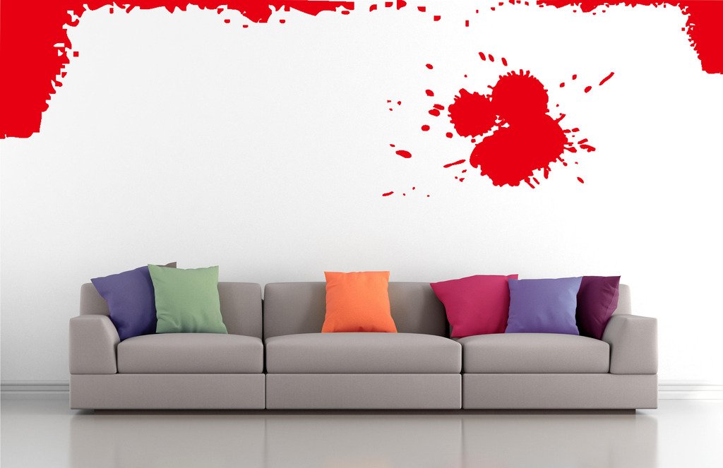 Picniva Splatter Corners Wall Decals, Red, 10 in Height, DOTPR01A