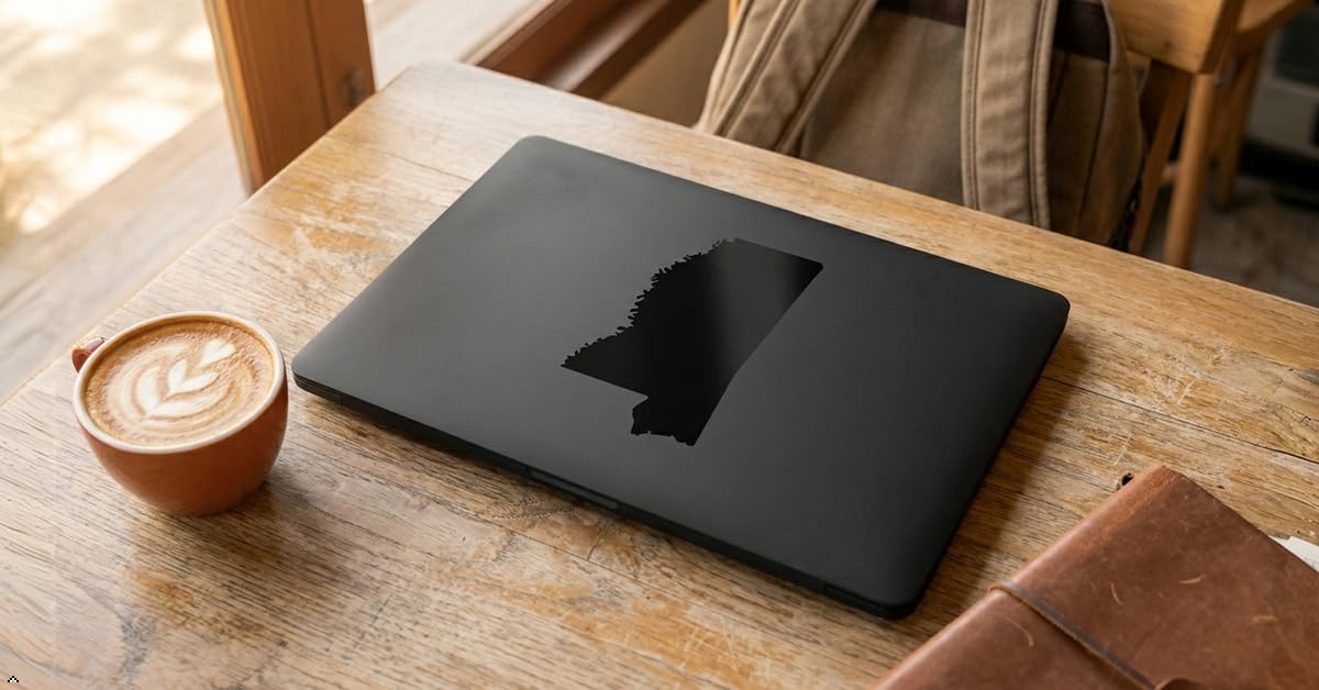 Picniva Black Mississippi MS State Map Vinyl Decal for Car, 3 in - Color: black - Size: 3 inches