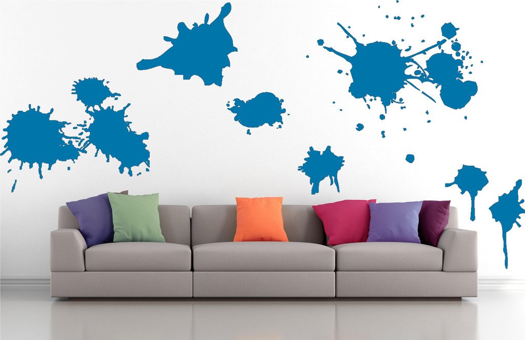 Picniva Mixed Splatters Wall Decals, Blue, 10 in Height, DOTPR06A