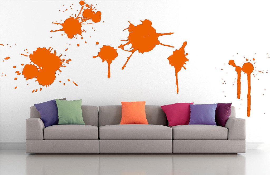 Picniva Paint Splash Mix Wall Decals, Orange, 10 in Height, DOTPR15A