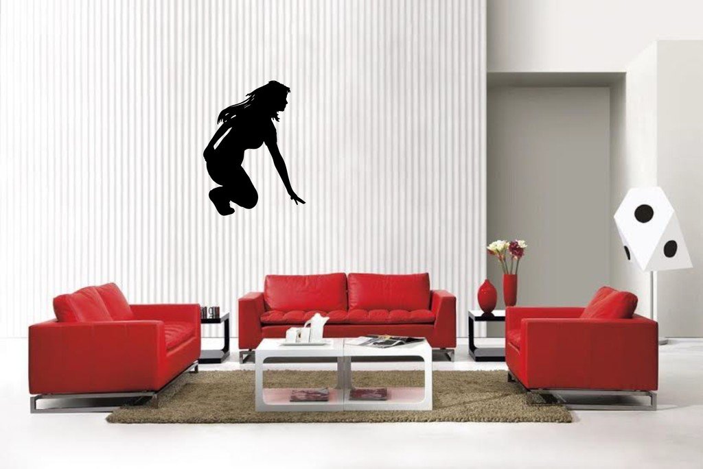 Picniva Matte Black Kneeling Style 6 Vinyl Wall Decal Figure Silhouette