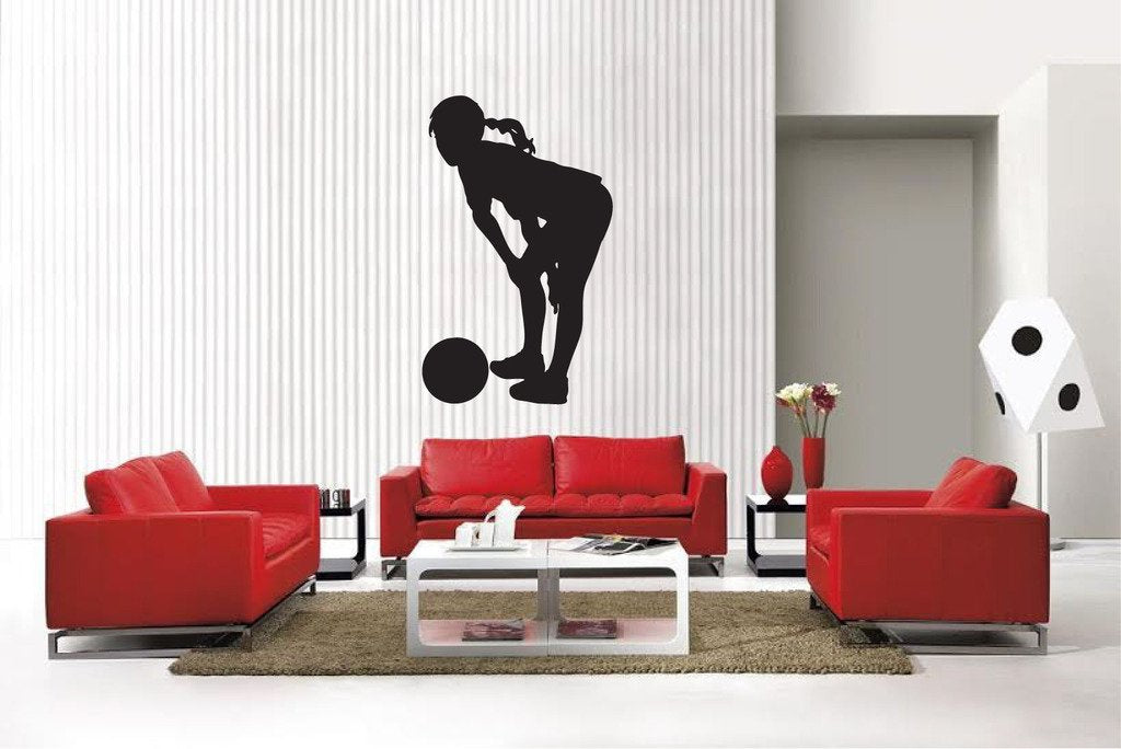 Picniva Matte Black Soccer Girl Style 49a Vinyl Wall Decal Sports Decor