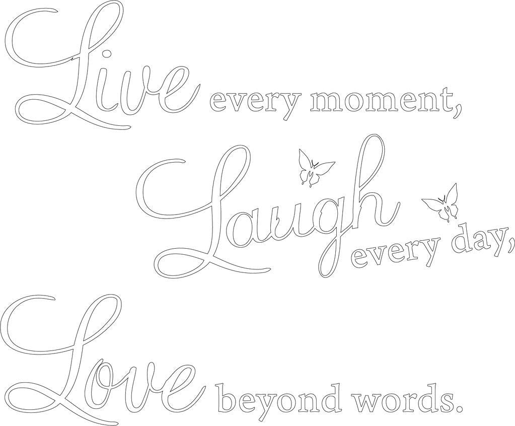 Picniva Live Every Moment Quote Vinyl Wall Decal, White, 15 x 22 in