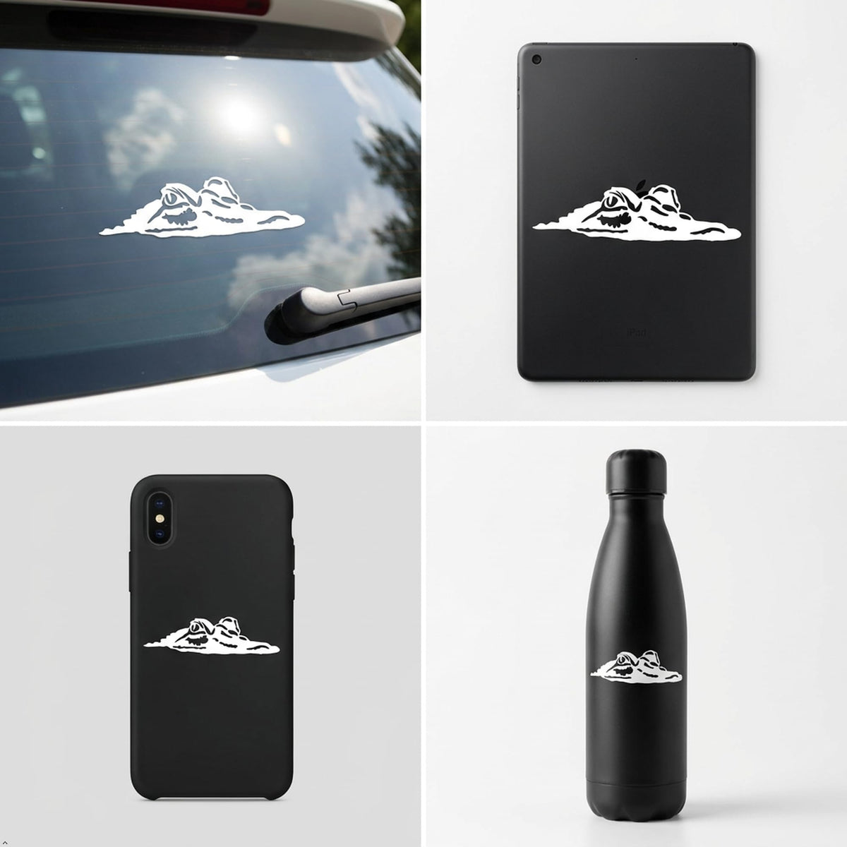 Picniva Alligator sty5 Vinyl Decal Car Truck Notebook Window Sticker (White, 20''Width) - Color: White - Size: 20''Width