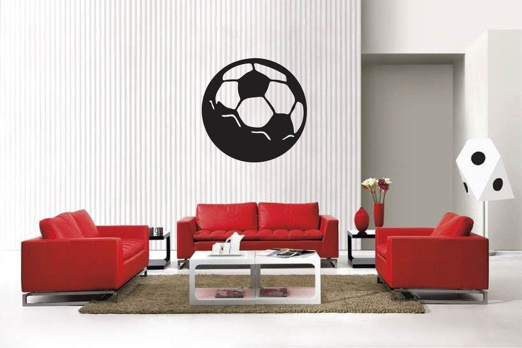 Picniva Matte Black Soccer Ball Style 3 Vinyl Wall Decal Sports Decor