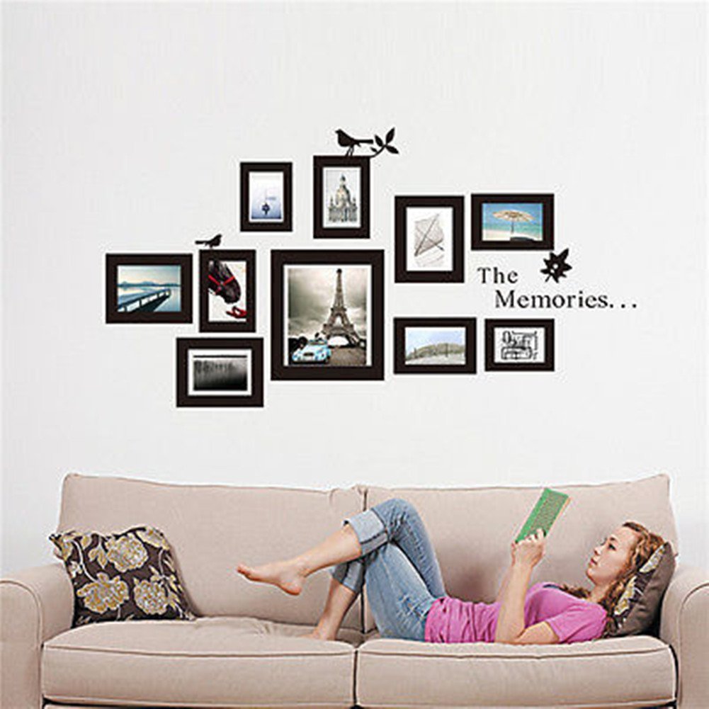Picniva Photo Frame Collage Wall Decal, White, 30 in Square