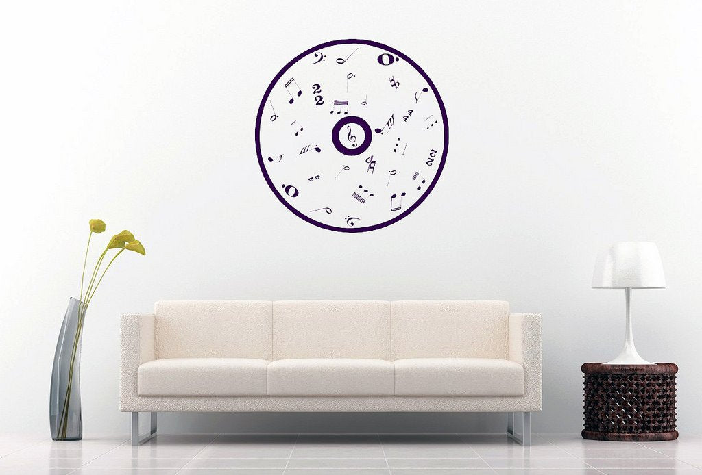 Picniva Outline CD Music Symbols Wall Decal, Purple 10 in