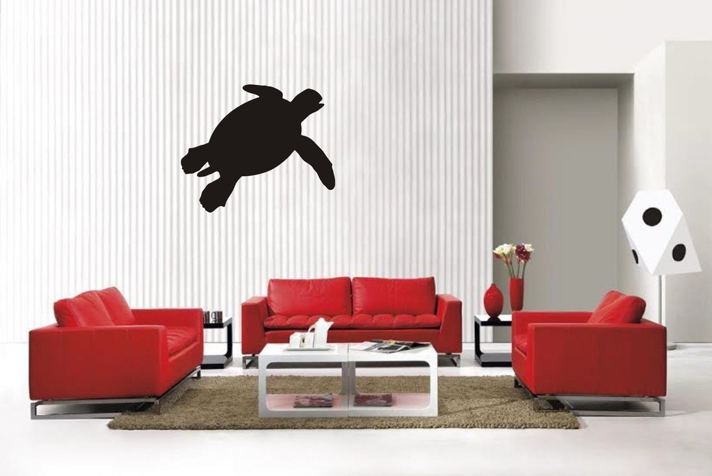 Picniva Sea Turtle Style 1 Vinyl Wall Decal, Matte Black, 22 x 18.25 in