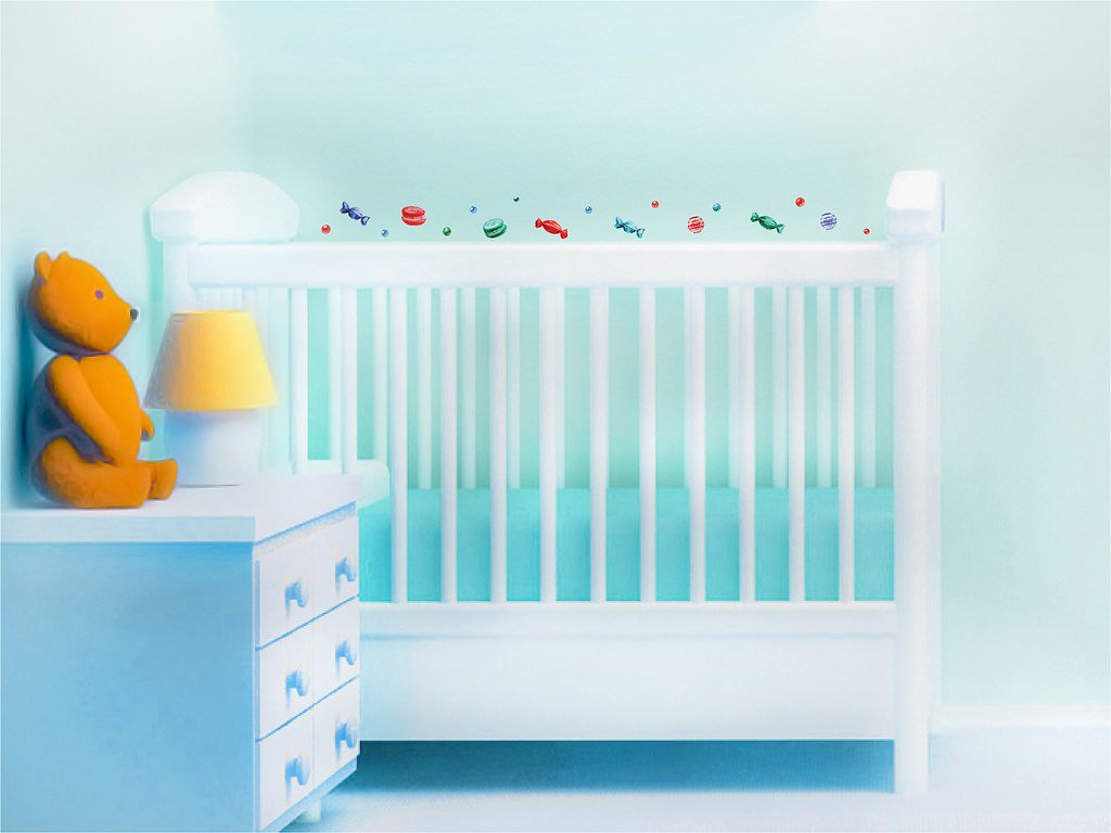 Picniva Macaron Candy Clear Vinyl Wall Stickers, A4, 2 in Tallest