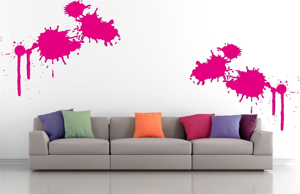 Picniva Paint Blots Wall Decals, Pink, 10 in Height, DOTPR05A