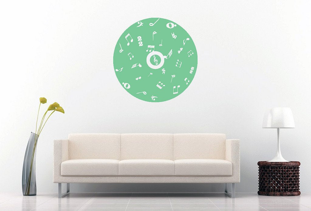 Picniva Filled CD Music Symbols Wall Decal, Mint 10 in