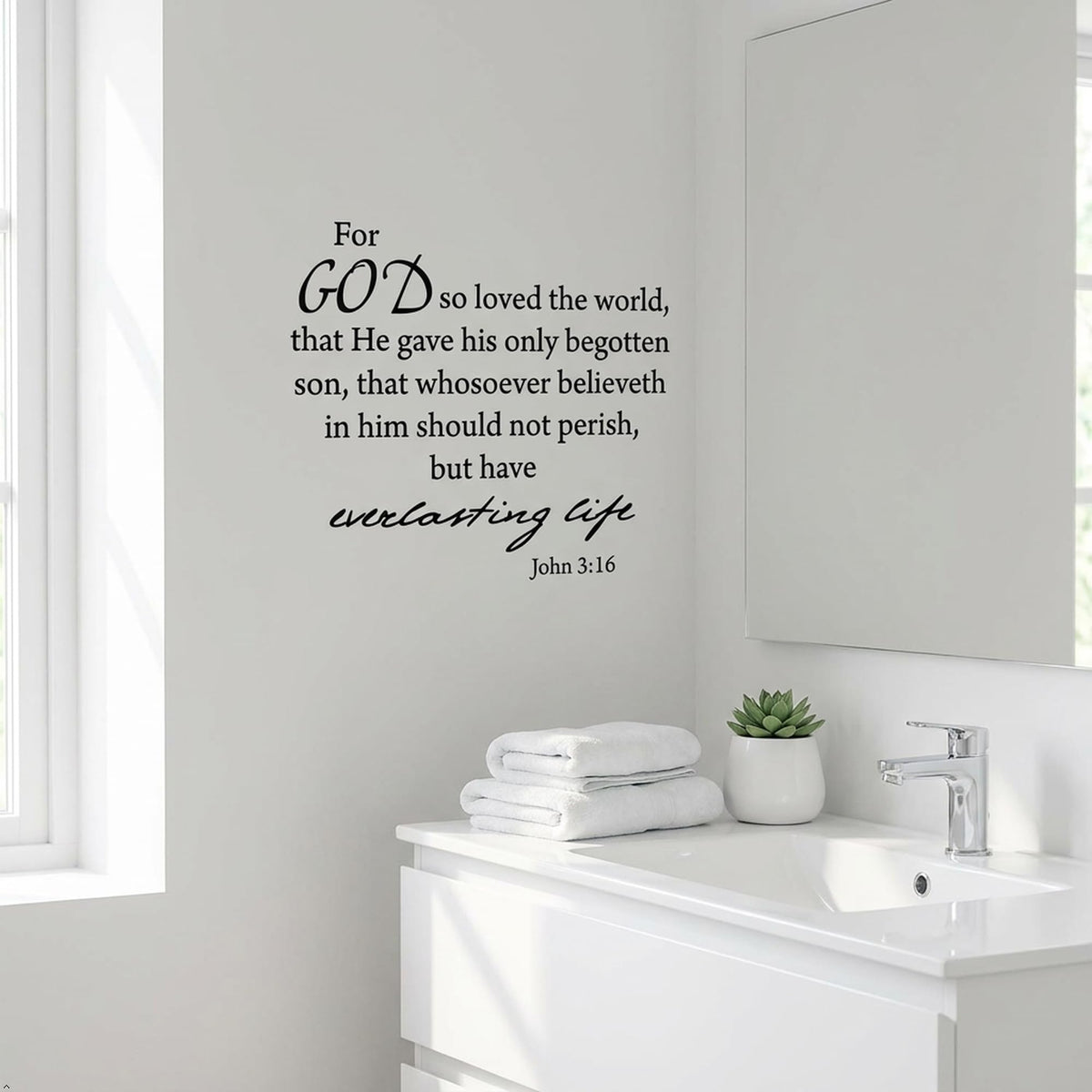 Decaltor John 3:16 Bible Verse Wall Decal, Home Decor