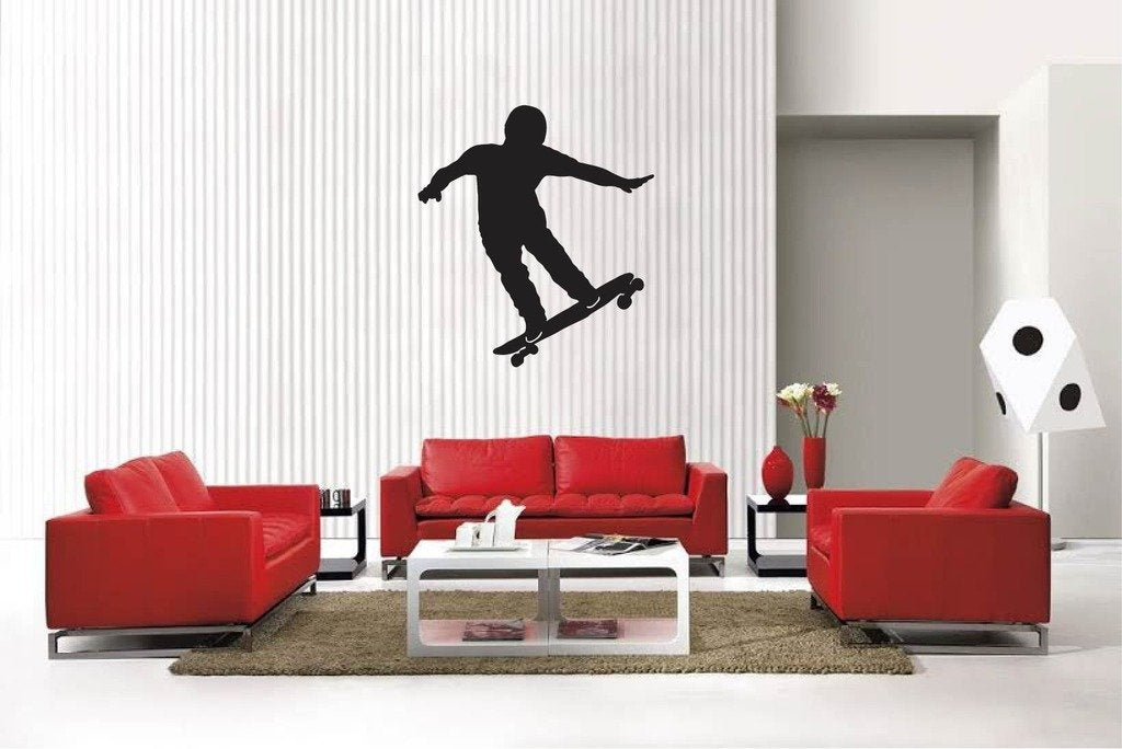 Picniva Matte Black Skateboard Style 4 Vinyl Wall Decal Action Sports Decor