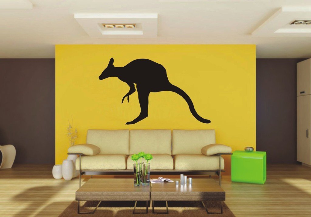 Picniva Kangaroo Sty9 Vinyl Wall Decal, Approx 22 x 13.17 in, Removable
