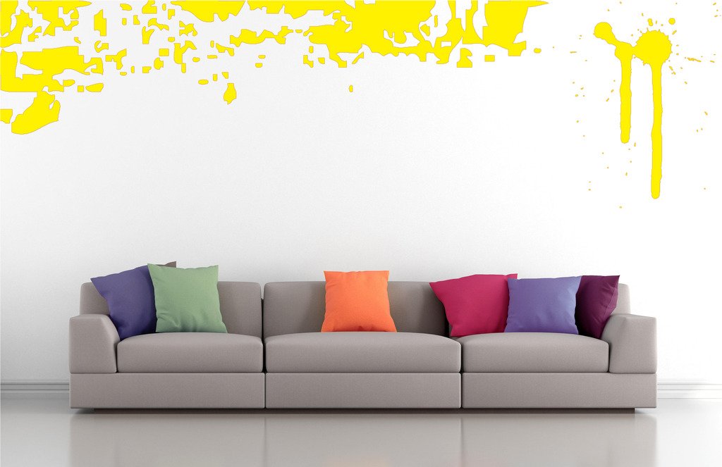 Picniva Drips Border Wall Decals, Yellow, 10 in Height, DOTPR03A