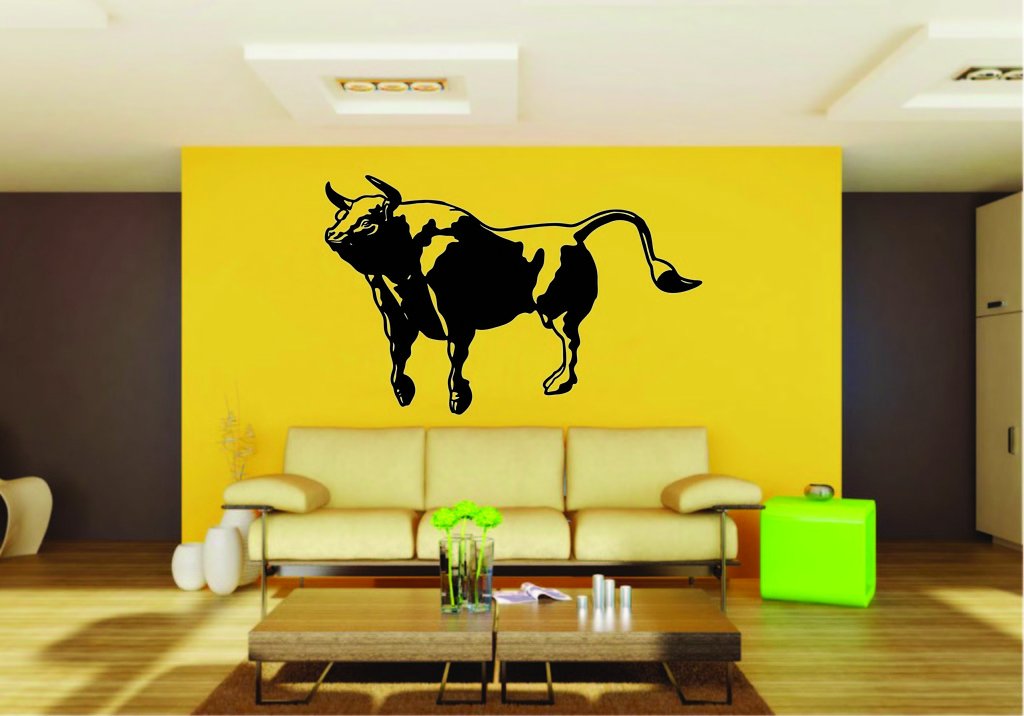Picniva Bull Sty5 Vinyl Wall Decal, Approx 22 x 13.94 in, Removable