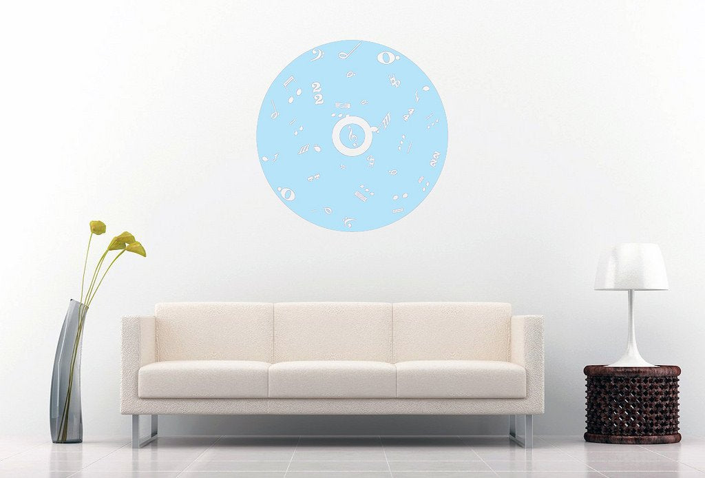 Picniva Filled CD Music Symbols Wall Decal, Sky Blue 10 in