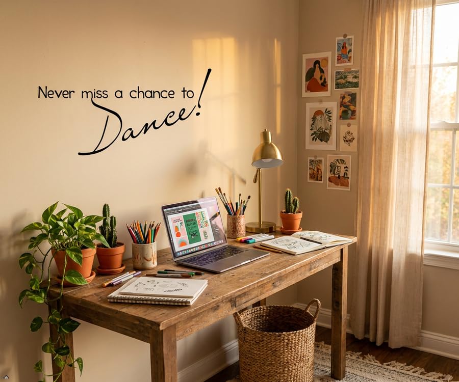 Picniva Never Miss a Chance to Dance Decal, Black, 22 x 10 in
