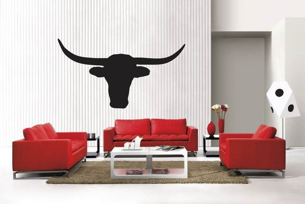 Picniva Matte Black Cattle Style 6 Vinyl Wall Decal Farm Ranch Decor Home