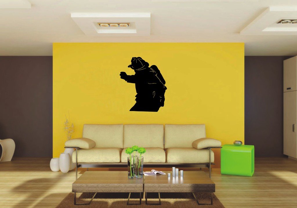 Picniva 22x25.54 Fireman Style 1 Vinyl Wall Decal Firefighter