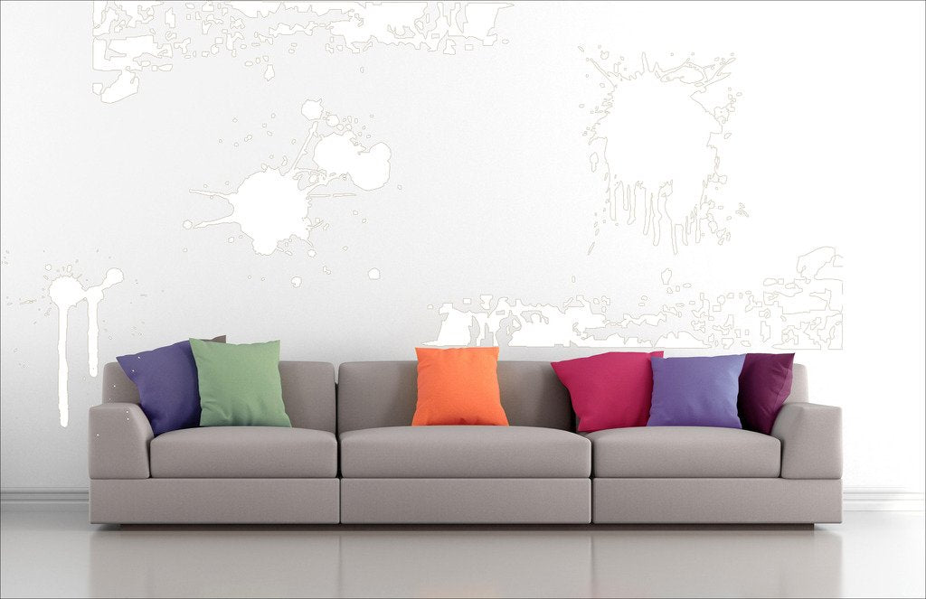 Picniva Drips Border Mix Wall Decals, White, 10 in Height, DOTPR14A