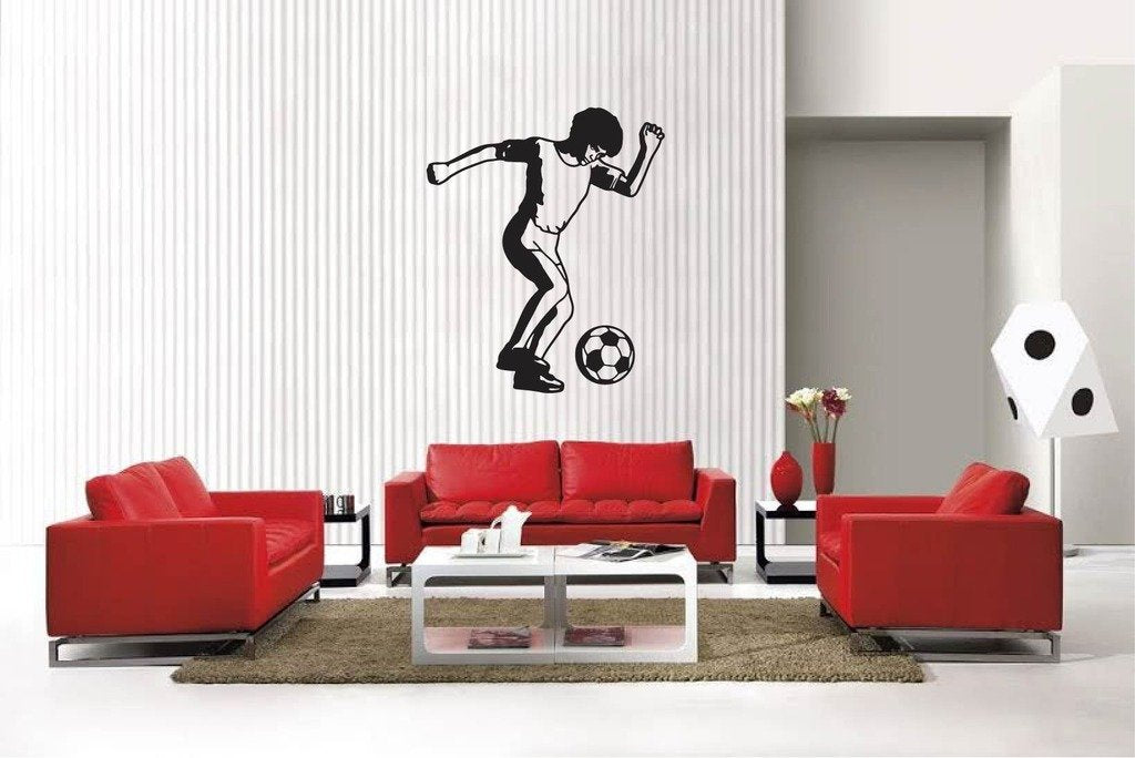 Picniva Matte Black Soccer Boy Style 16 Vinyl Wall Decal Sports Decor