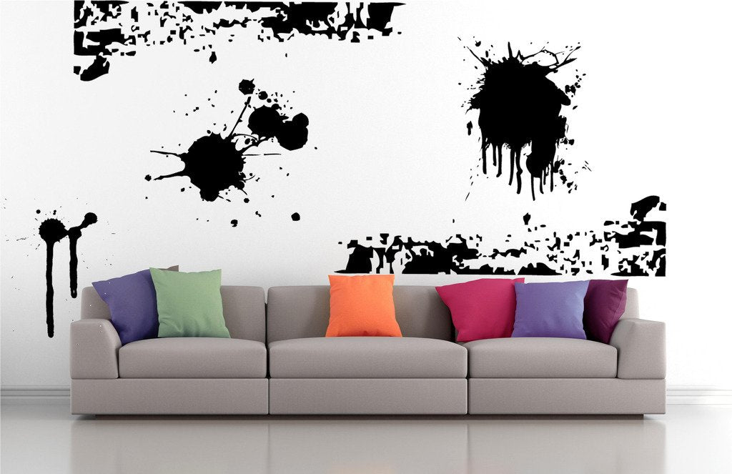 Picniva Drips Border Mix Wall Decals, Black, 10 in Height, DOTPR14A