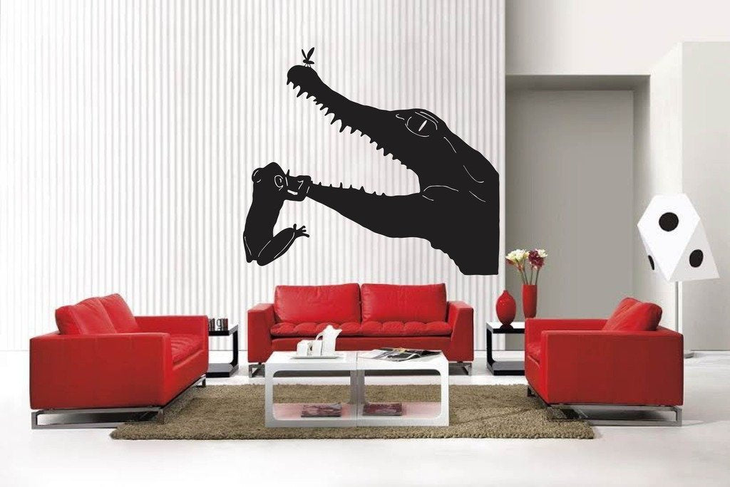 Picniva Alligator Style 6 Vinyl Wall Decal, Matte Black, 22 x 18.75 in