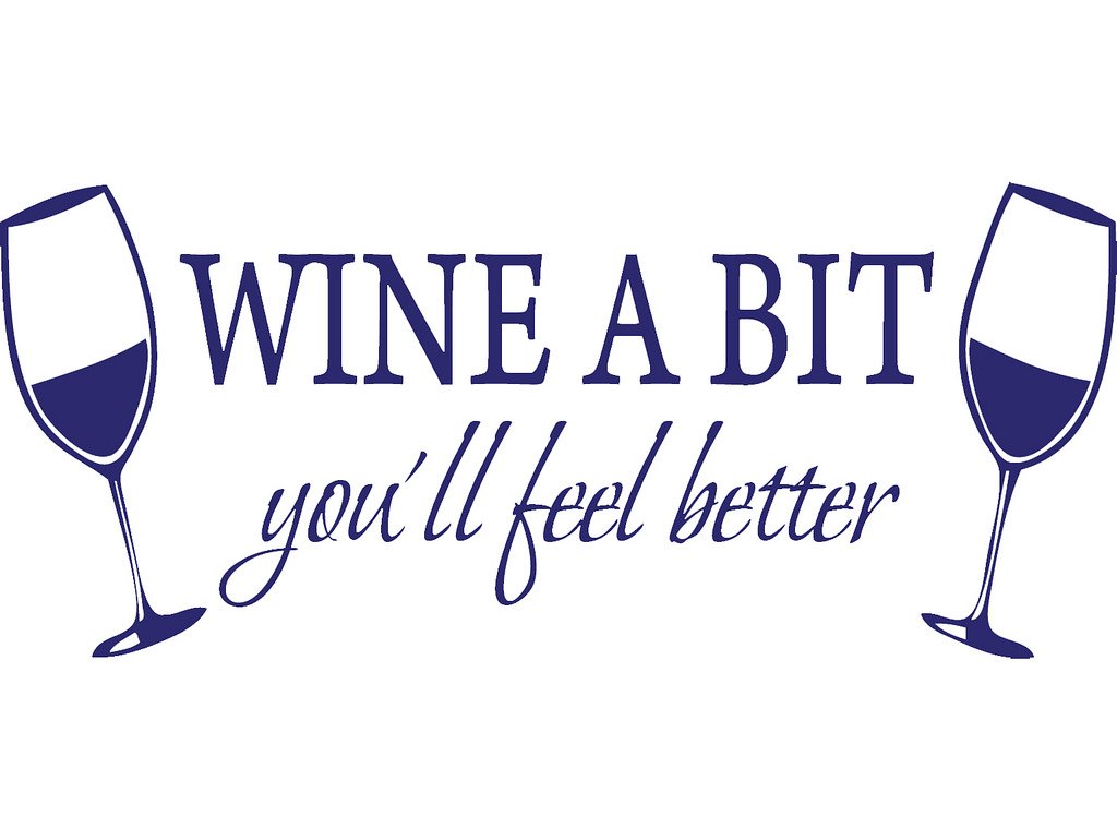 Picniva Wine a Bit You'll Feel Better Vinyl Wall Decal, Purple, 22 x 9 in