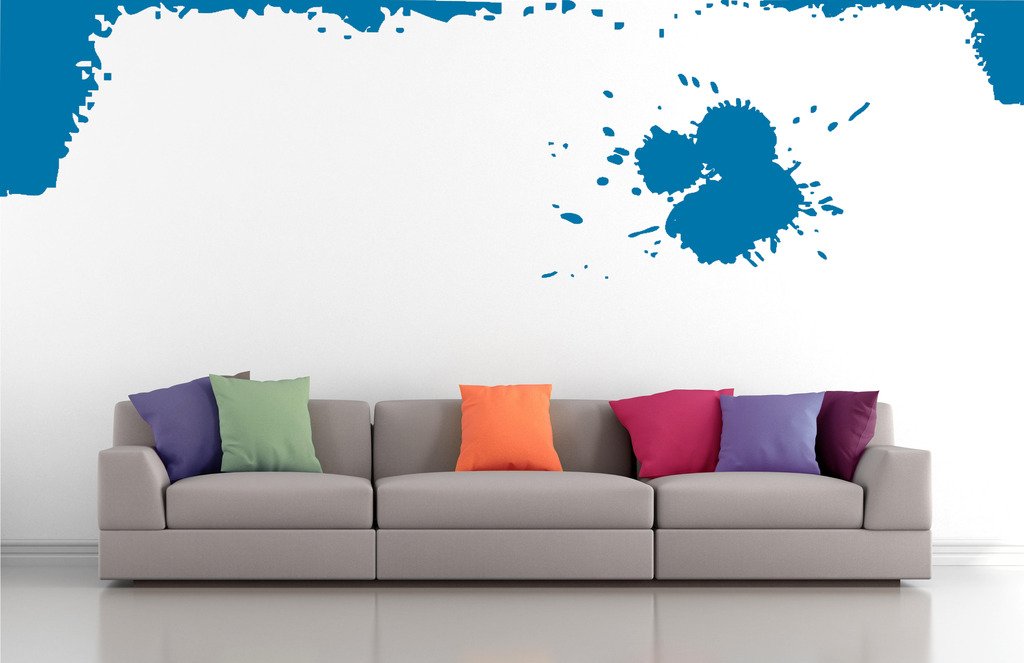 Picniva Splatter Corners Wall Decals, Blue, 10 in Height, DOTPR01A