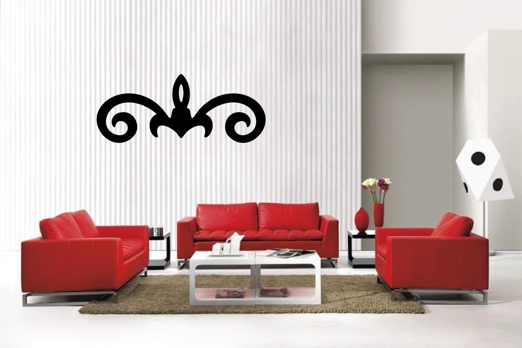 Picniva Matte Black Scroll Style 44 Vinyl Wall Decal Ornamental Decor