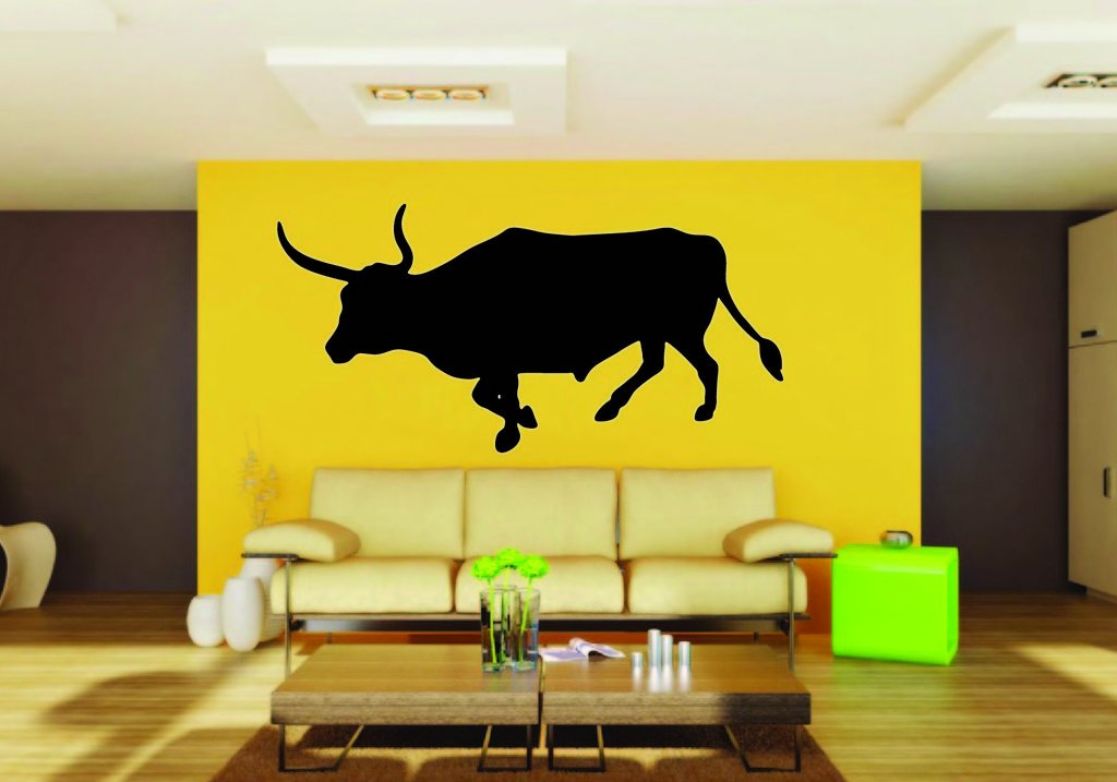 Picniva Cow Sty11 Vinyl Wall Decal, Approx 22 x 11 in, Removable