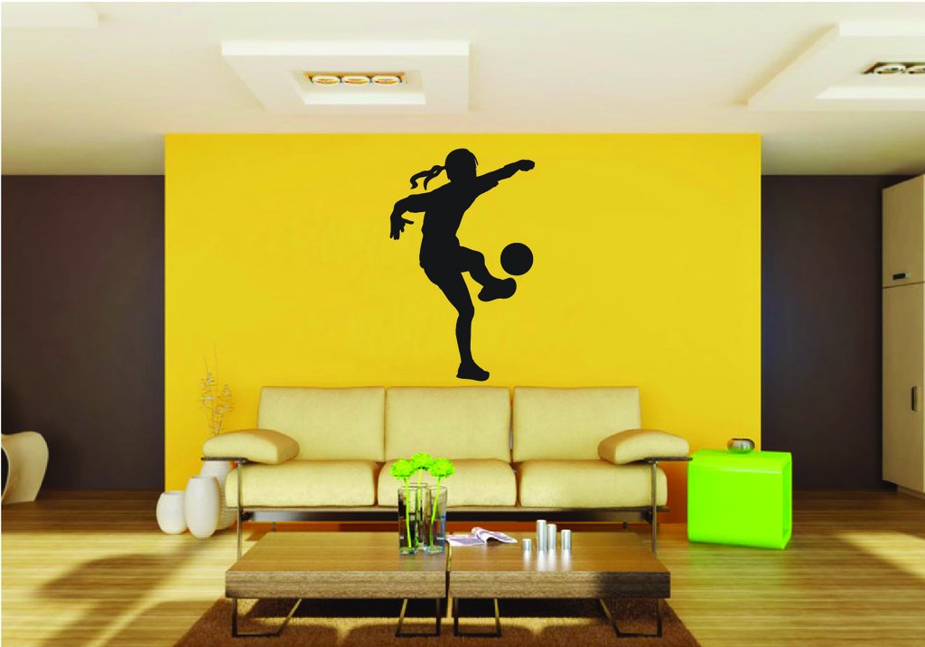 Picniva Soccer Girl Style 51a Removable Vinyl Wall Decal