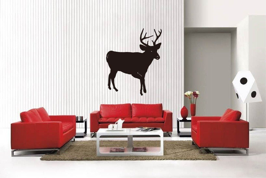 Picniva Matte Black Buck Style 8 Vinyl Wall Decal Deer Hunting Decor