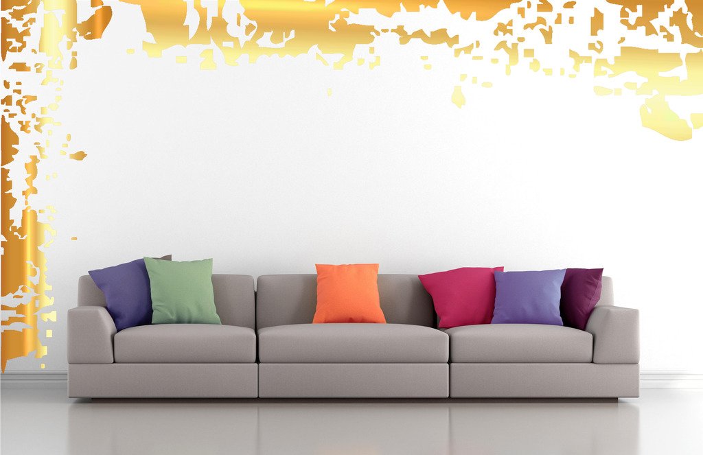 Picniva Grunge Borders Wall Decals, Gold (Chrome Mirror), 10 in Height