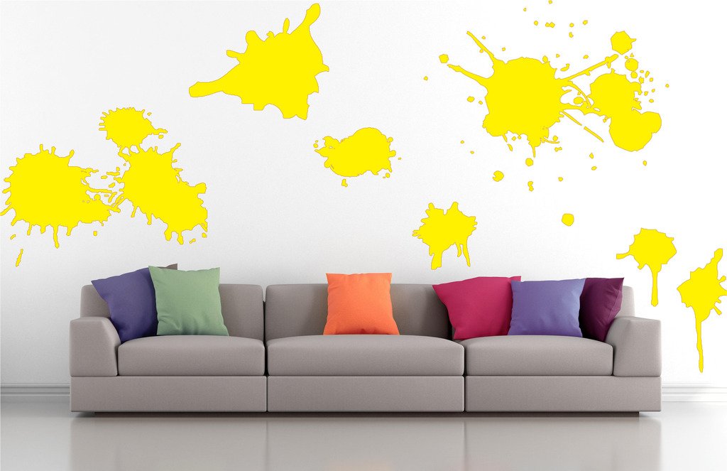 Picniva Mixed Splatters Wall Decals, Yellow, 10 in Height, DOTPR06A
