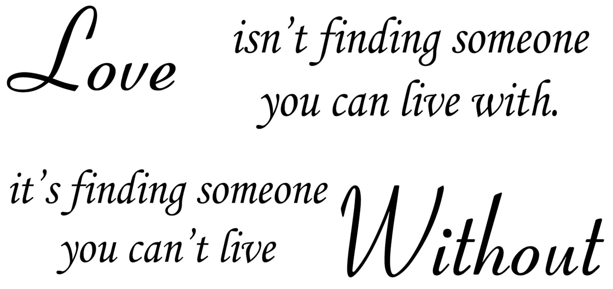 Picniva Love Without Quote Vinyl Wall Decal, Black 22 x 10 in