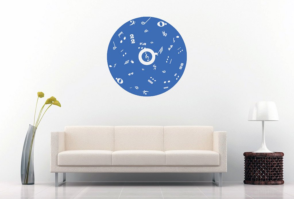 Picniva Filled CD Music Symbols Wall Decal, Blue Purple 10 in