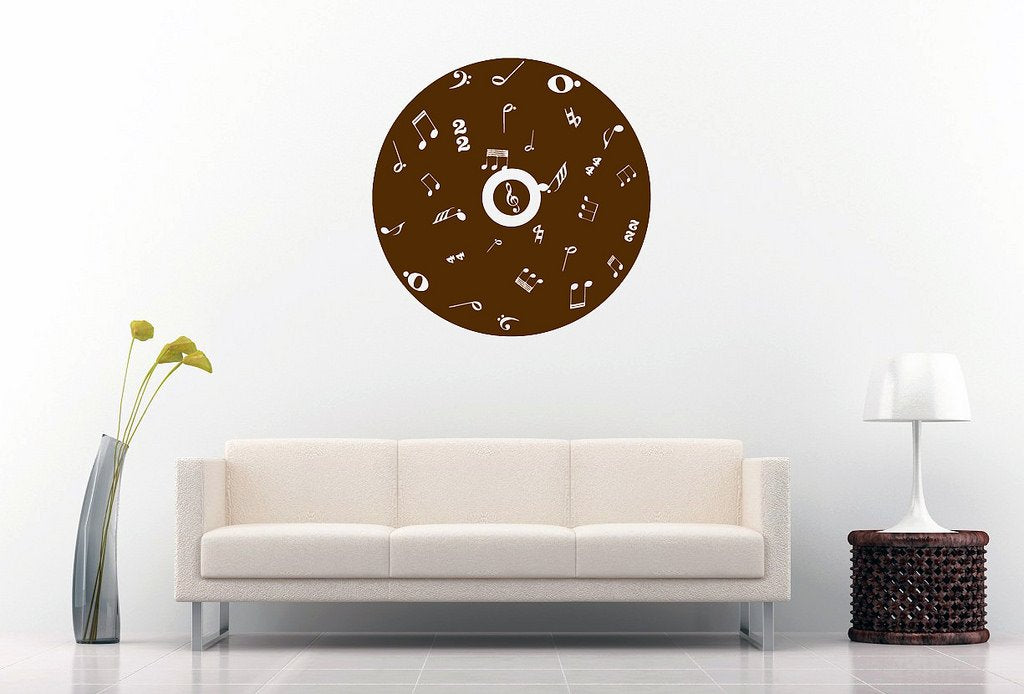 Picniva Filled CD Music Symbols Wall Decal, Chocolate Brown 10 in