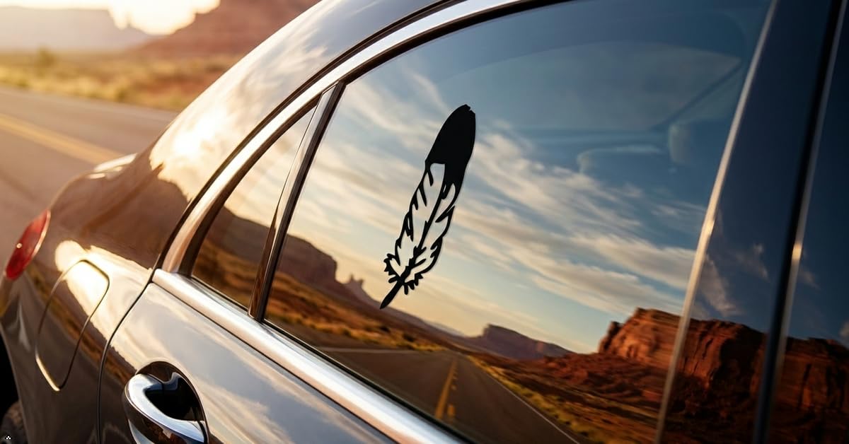 Decaltor Western Indian Feather 5 in Vinyl Decal for Laptop Bumper Wall