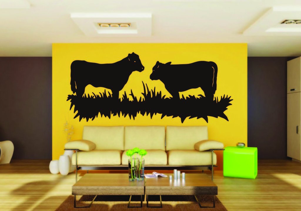 Picniva Cow Sty76 Vinyl Wall Decal, Approx 22 x 11 in, Removable