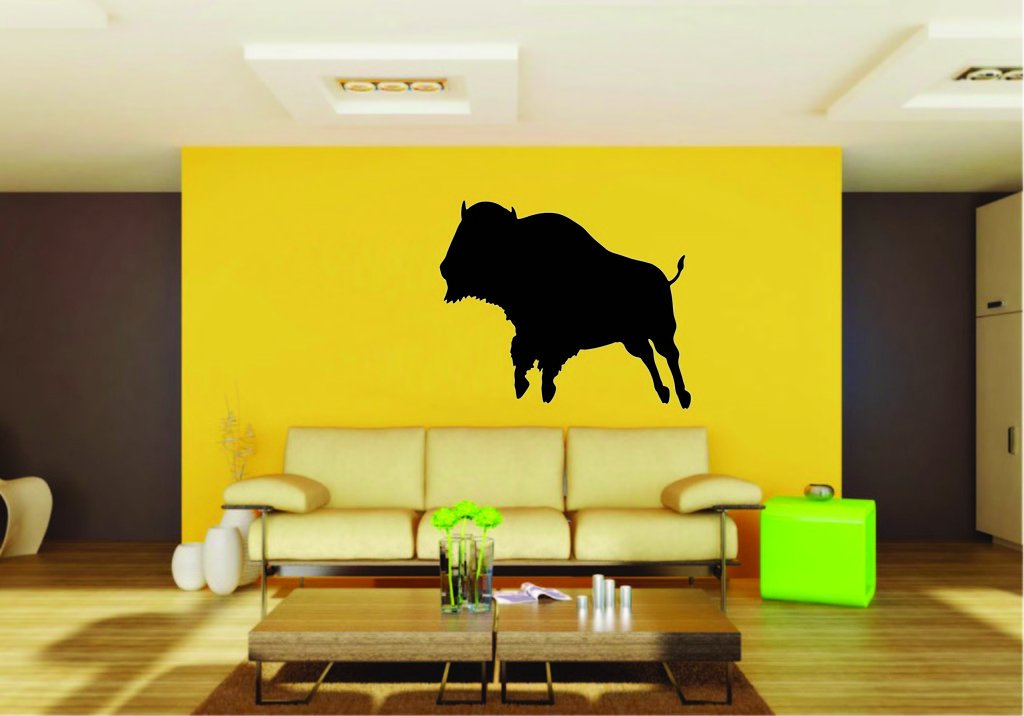 Picniva Bison Sty5 Vinyl Wall Decal, Approx 22 x 18.36 in, Removable