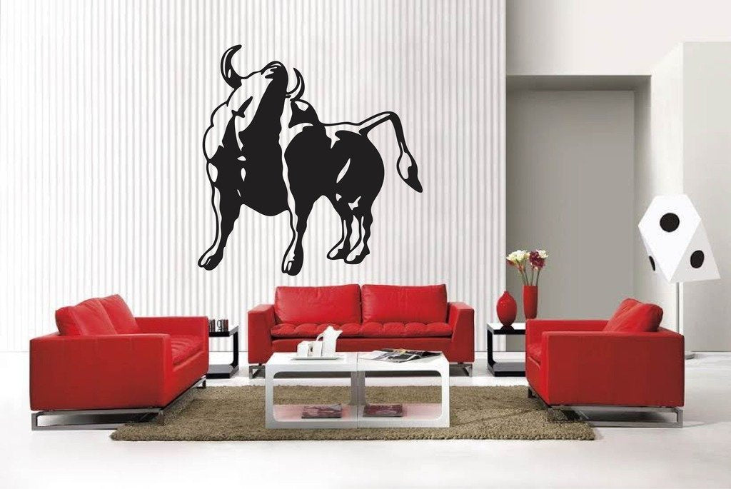 Picniva Matte Black Bull Style 6 Vinyl Wall Decal Ranch Rodeo Decor Home