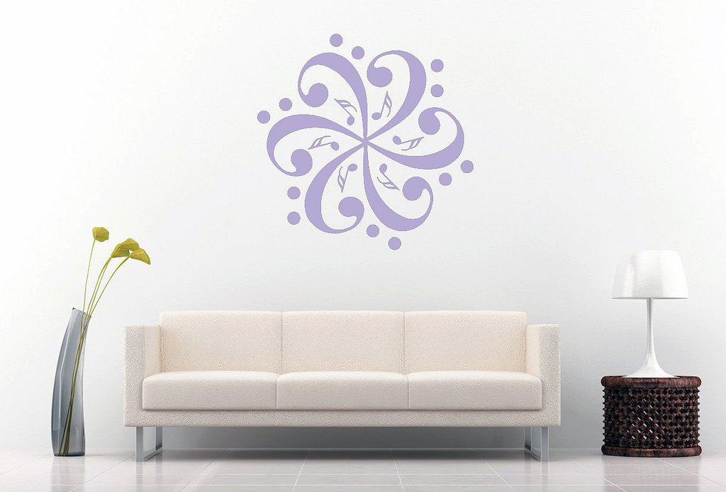 Picniva Six Bass Clefs Pinwheel Wall Decal, Lavender 10 in