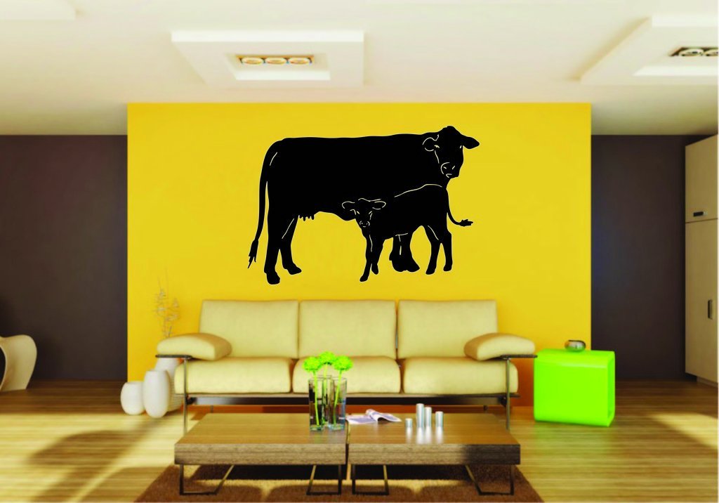 Picniva Cow Sty81 Vinyl Wall Decal, Approx 22 x 15 in, Removable