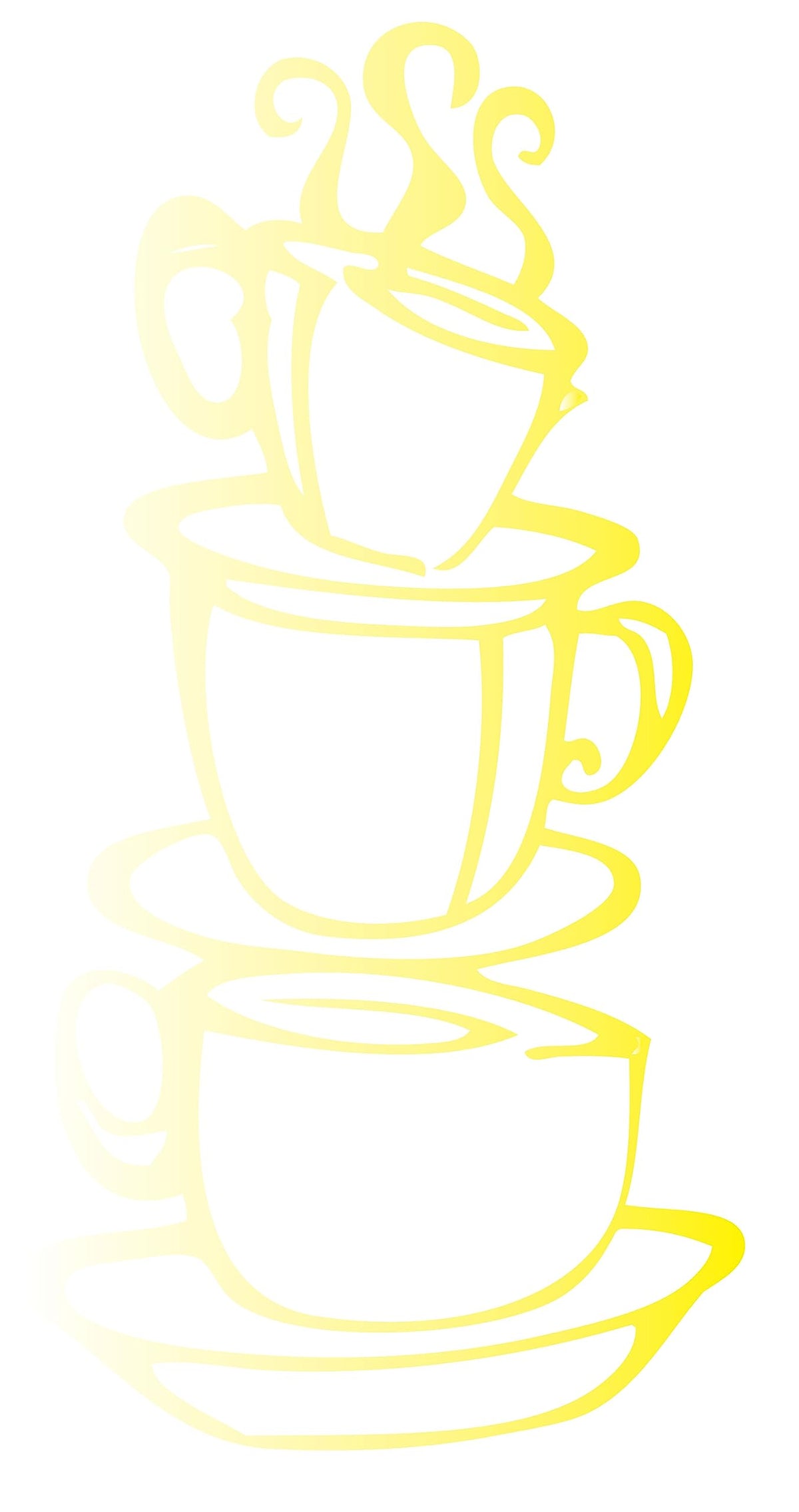 Picniva Coffee Cup Vinyl Kitchen Wall Decal, Gold Chrome Mirror, 15 x 8 in