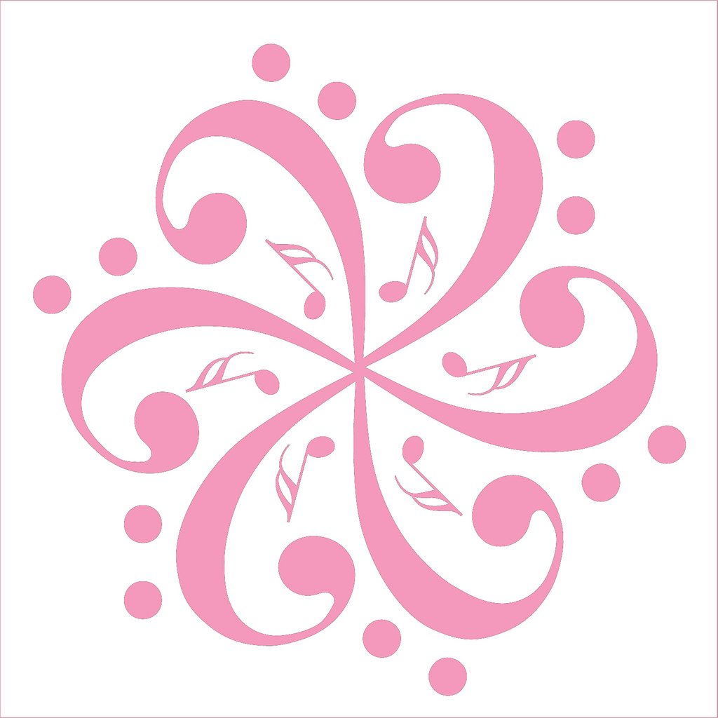 Picniva Six Bass Clefs Pinwheel Wall Decal for Musicians